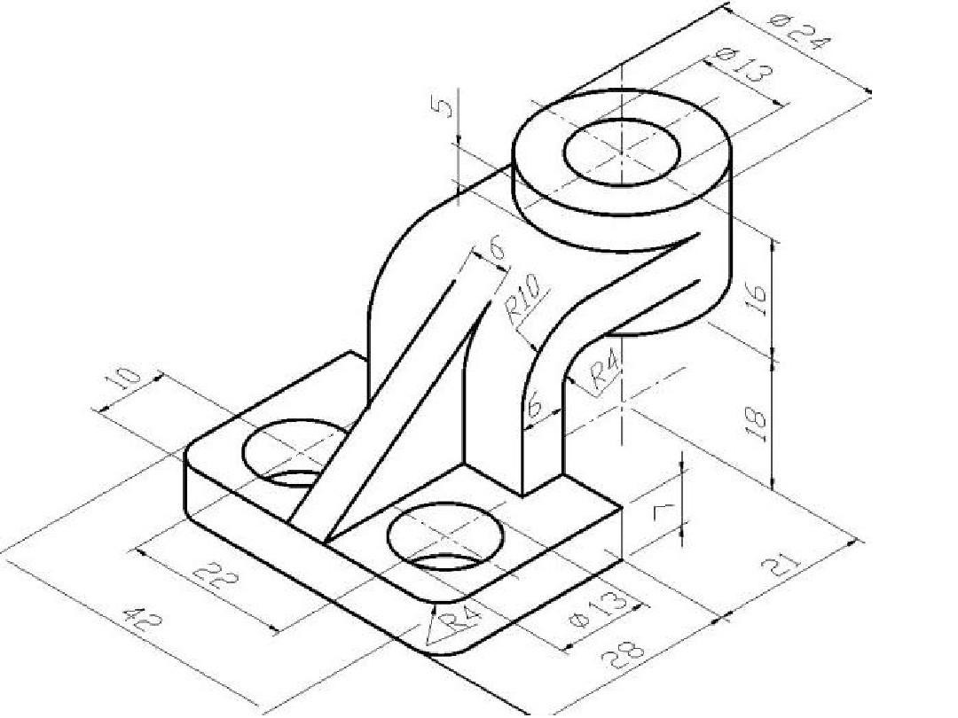 Precision CNC machined part drawing with CAD dimensions